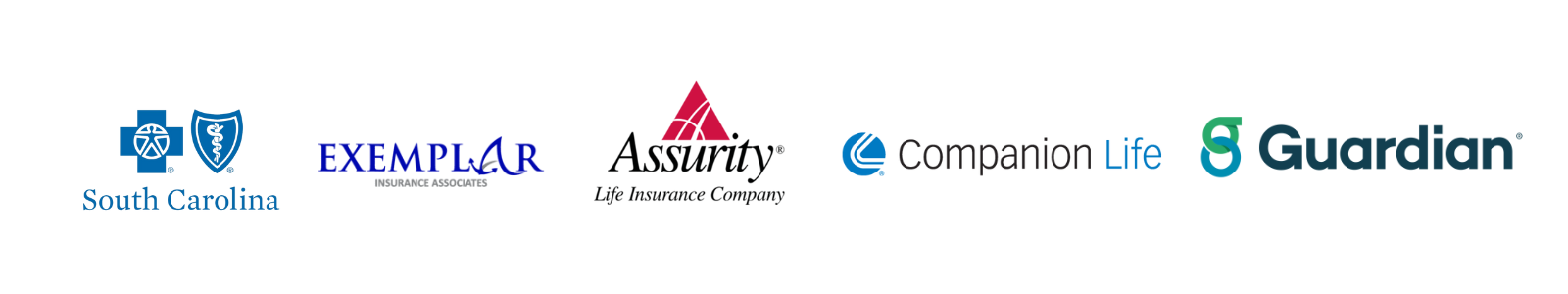 BCBS, Exemplar, Assurity, Companion Life and Guardian Insurance Logos